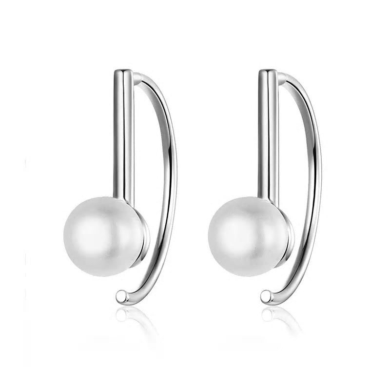 Sterling Silver Pillar & Pearl Hook Hypoallergenic Earrings