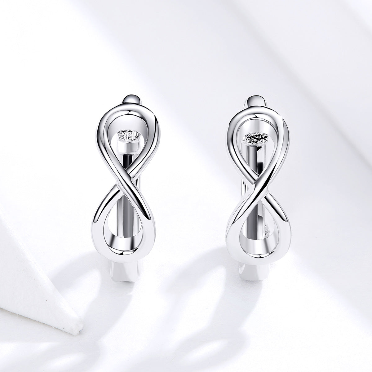 Sterling Silver Infinity Huggie Hypoallergenic Earrings