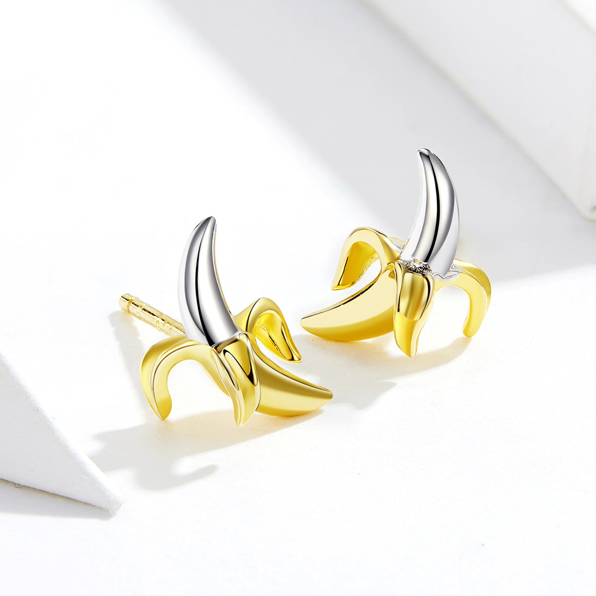 Sterling Silver Banana Stud Hypoallergenic Earrings