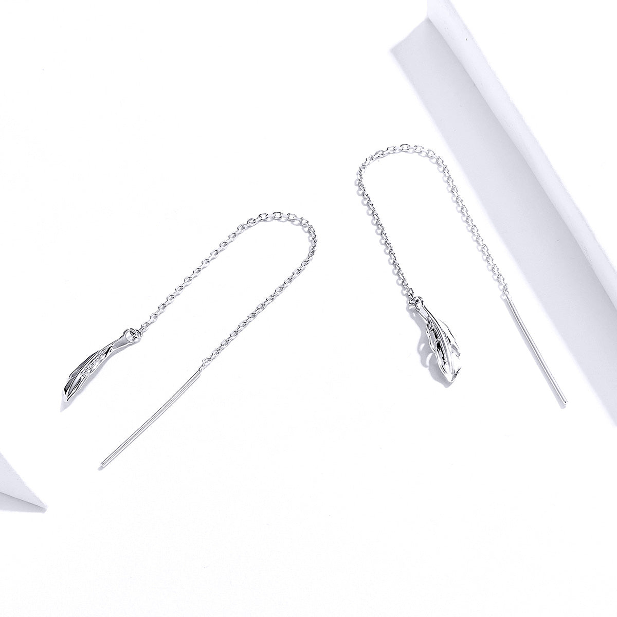 Sterling Silver Feather Threader Hypoallergenic Earrings
