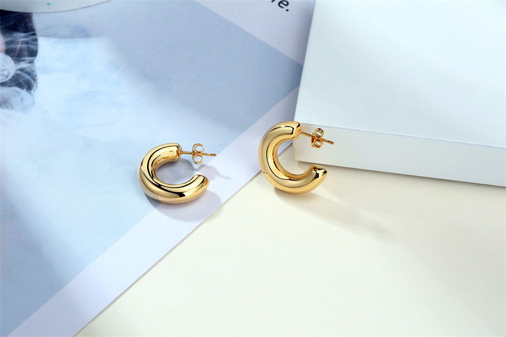 Stainless Steel Circular 2cm Stud Earrings