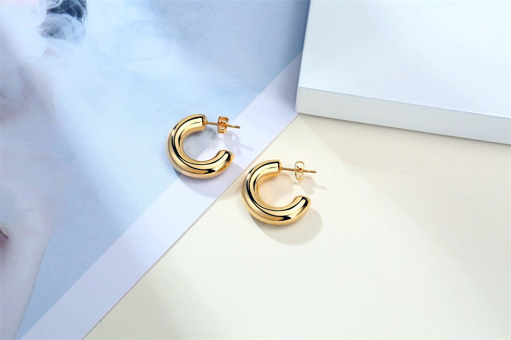 Stainless Steel Circular 2cm Stud Earrings