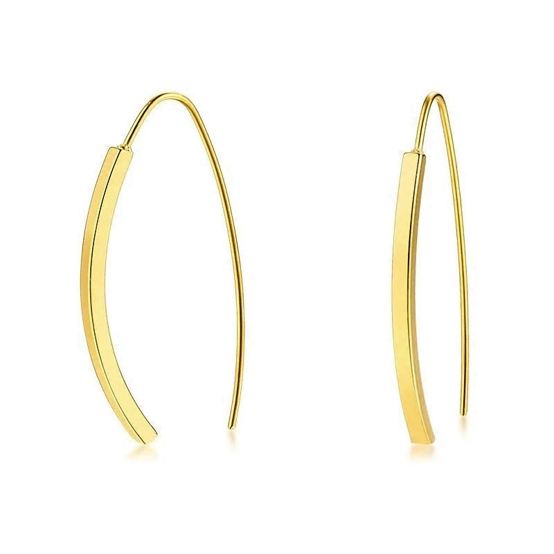 Stainless Steel Curved Pillar Hook Earrings