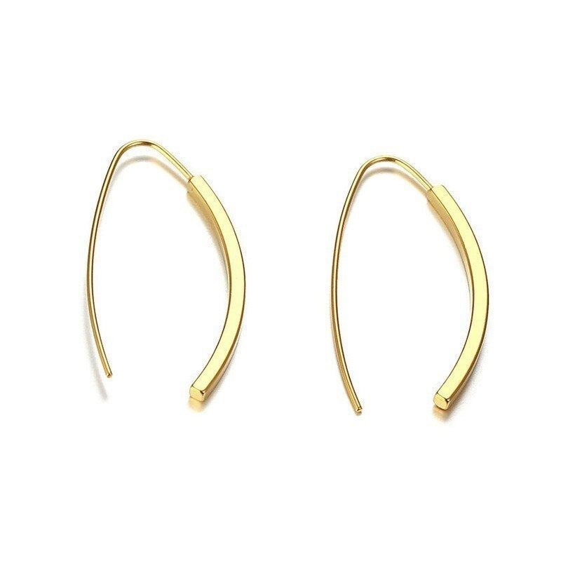 Stainless Steel Curved Pillar Hook Earrings