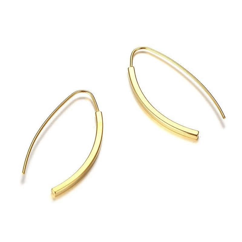 Stainless Steel Curved Pillar Hook Earrings