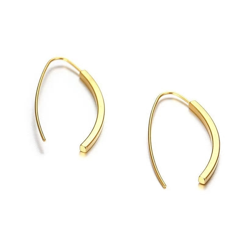 Stainless Steel Curved Pillar Hook Earrings