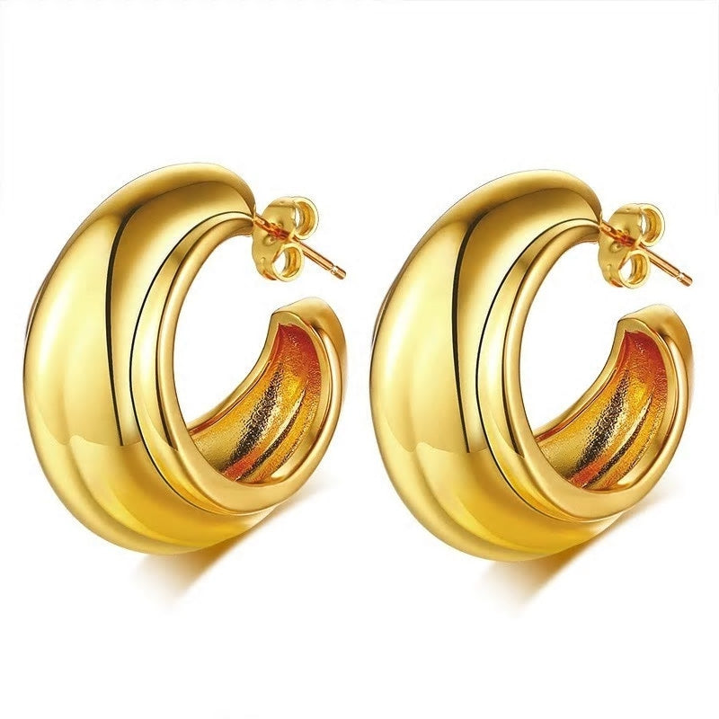 Stainless Steel Stylish Curved Stud Earrings