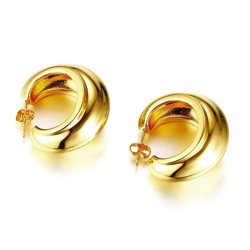 Stainless Steel Stylish Curved Stud Earrings
