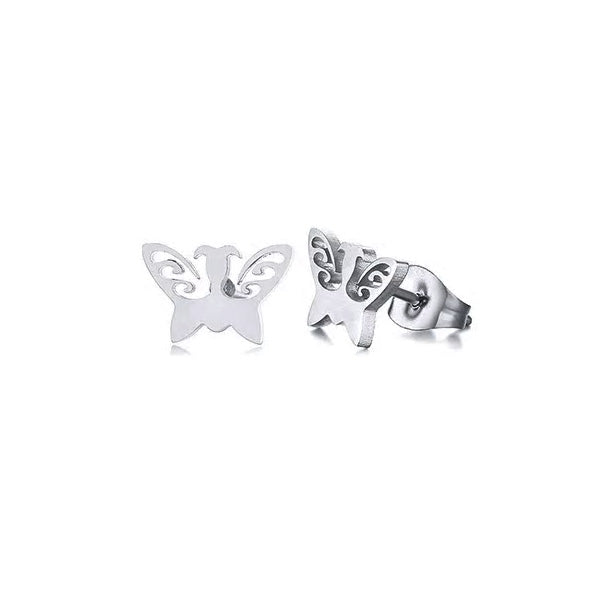 Stainless Steel Little Simple Butterfly Stud Earrings