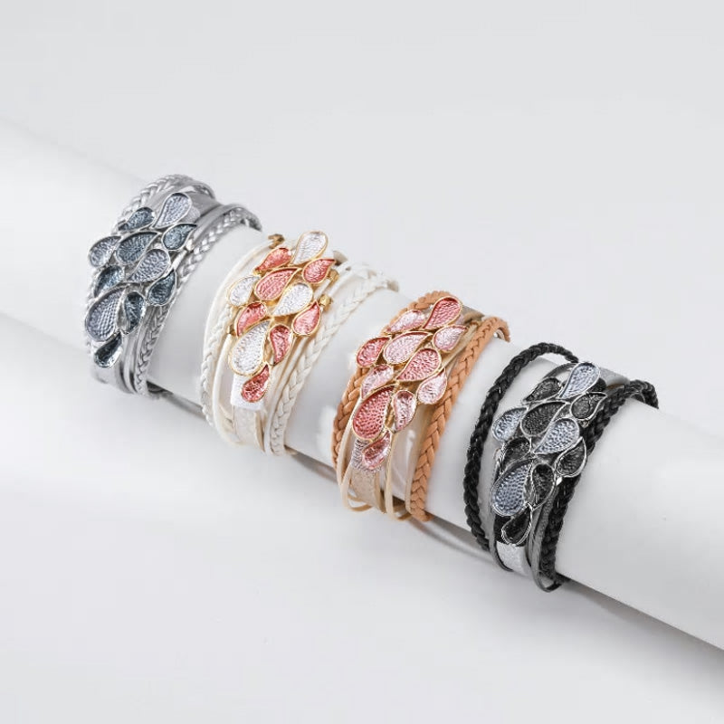 Leather Waterdrop Multilayer Bracelet - Various