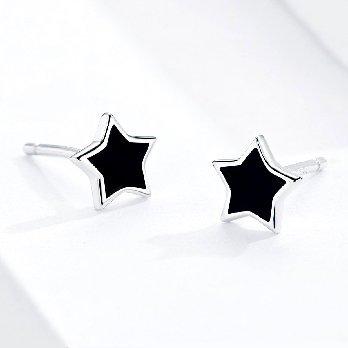 Sterling Silver Black Star Stud Hypoallergenic Earrings