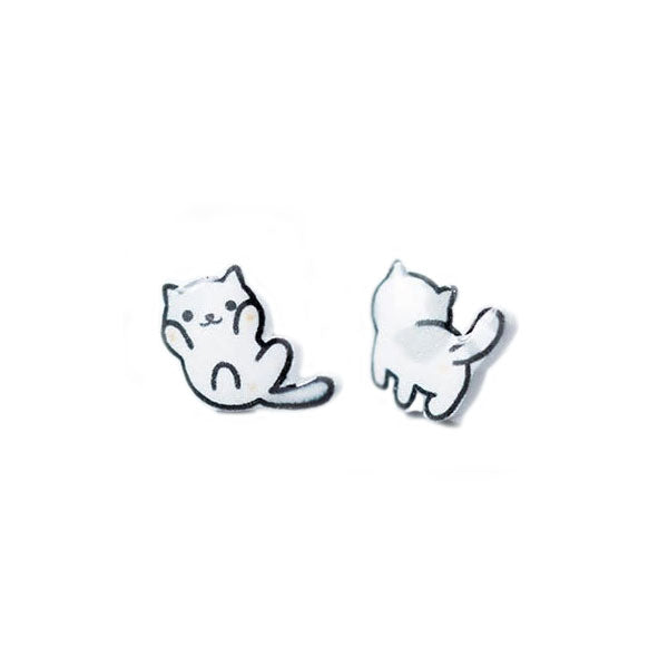 Sterling Silver Kitty Cat Stud Hypoallergenic Earrings