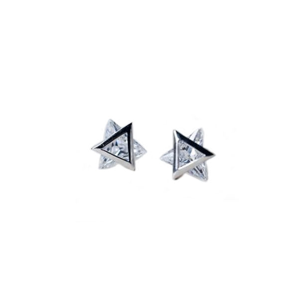 Sterling Silver Double Triangle Stud Hypoallergenic Earrings
