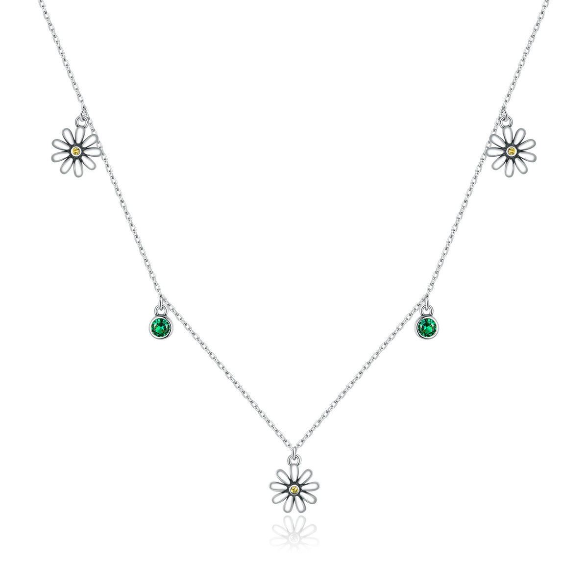 Sterling Silver Small Daisy Adjustable Hypoallergenic Necklace