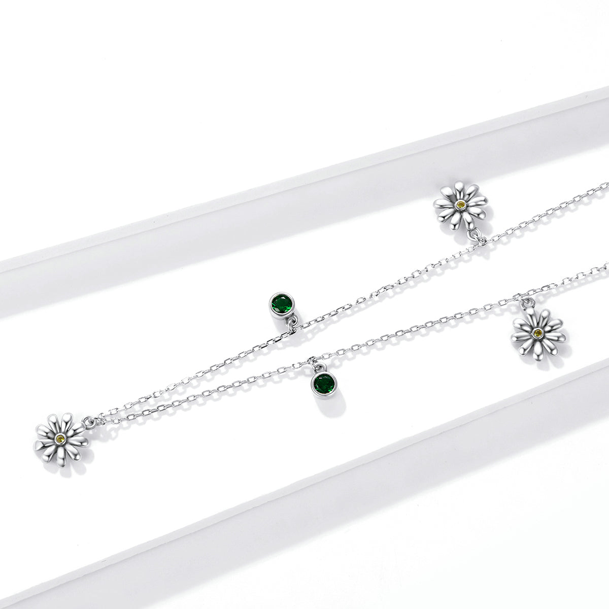 Sterling Silver Small Daisy Adjustable Hypoallergenic Necklace