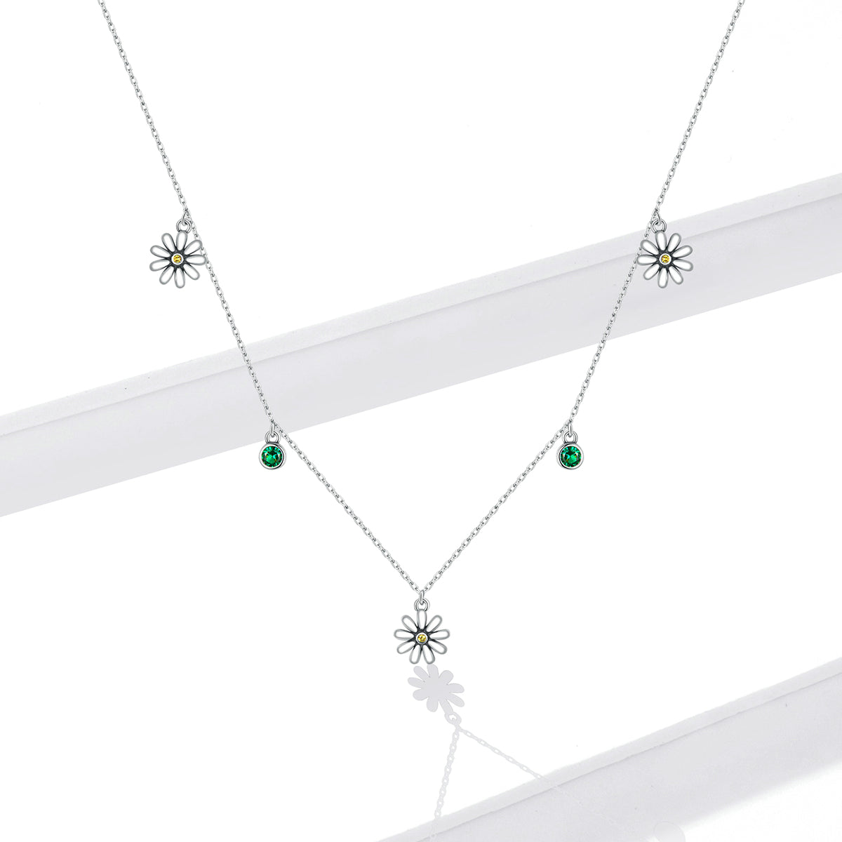 Sterling Silver Small Daisy Adjustable Hypoallergenic Necklace