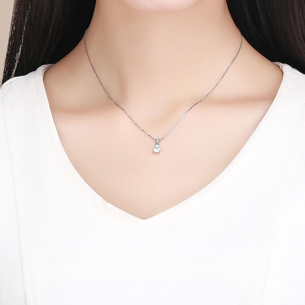 Sterling Silver Clear Round Cubic Zirconia Adjustable Hypoallergenic Necklace