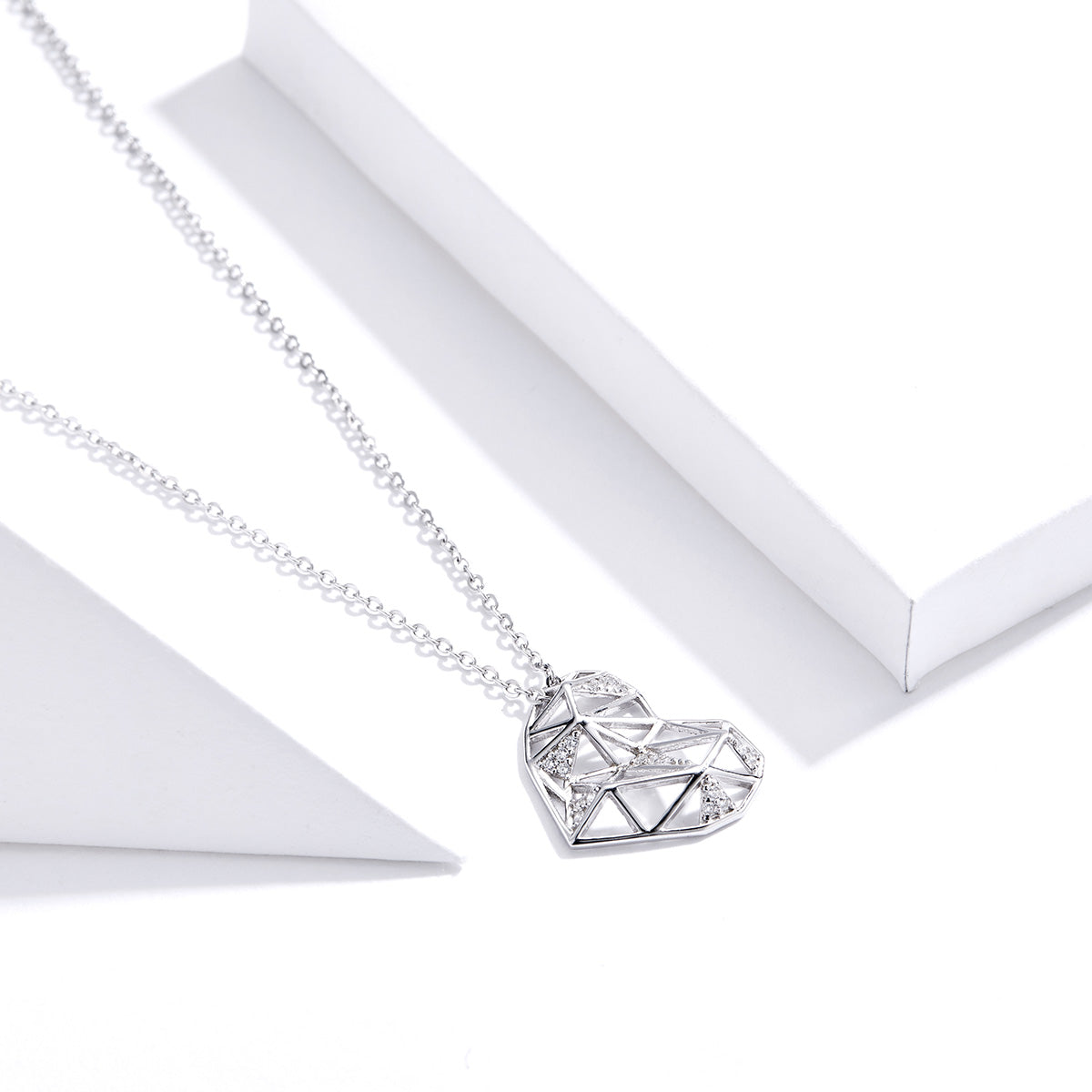 Sterling Silver Web Heart Adjustable Hypoallergenic Necklace