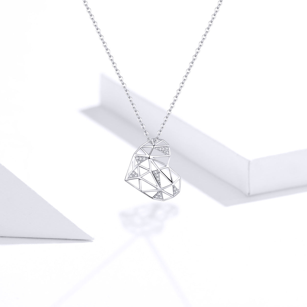 Sterling Silver Web Heart Adjustable Hypoallergenic Necklace
