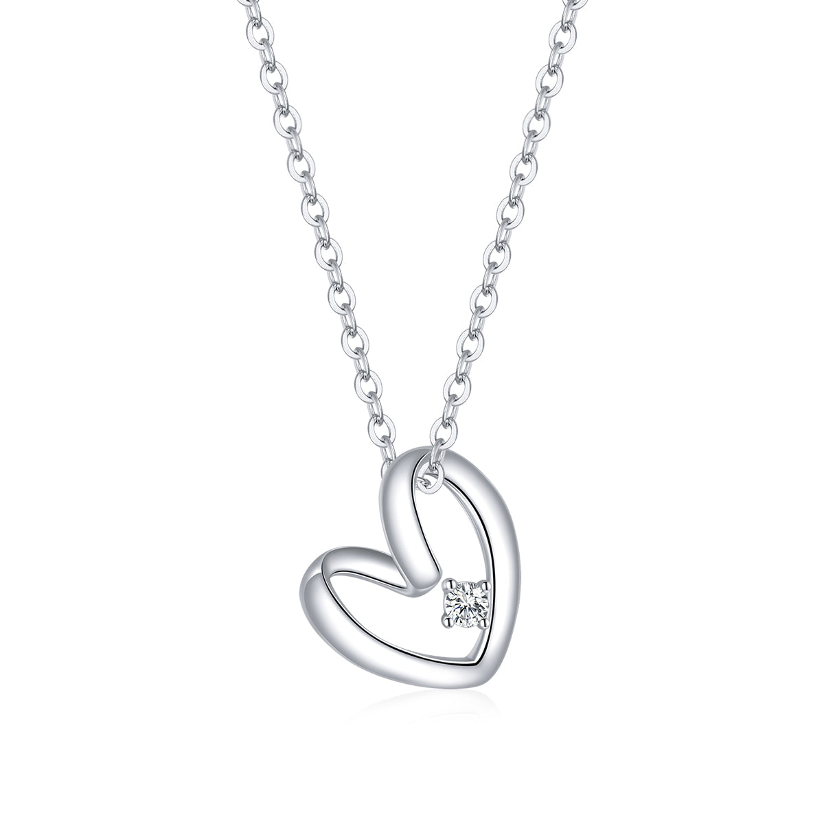 Sterling Silver Heart Adjustable Hypoallergenic Necklace
