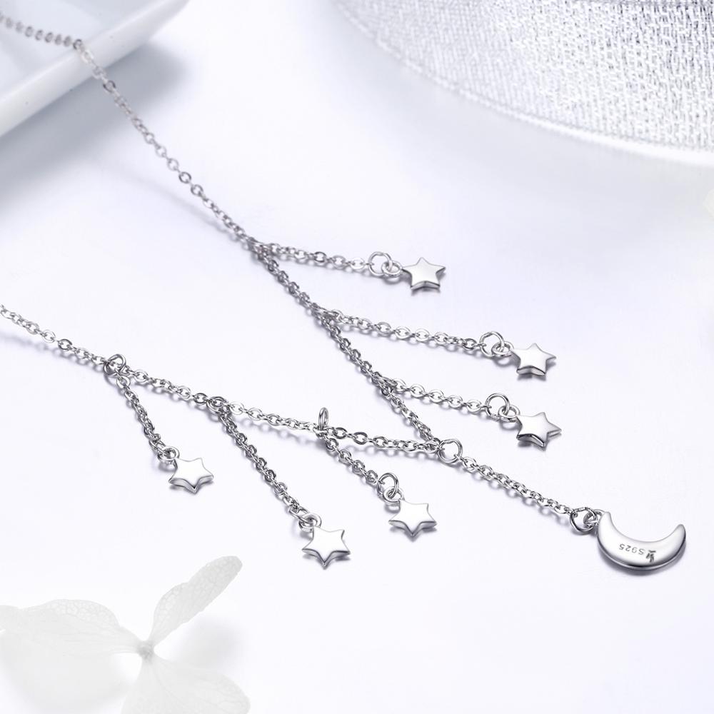 Sterling Silver Moon & Stars Adjustable Hypoallergenic Necklace