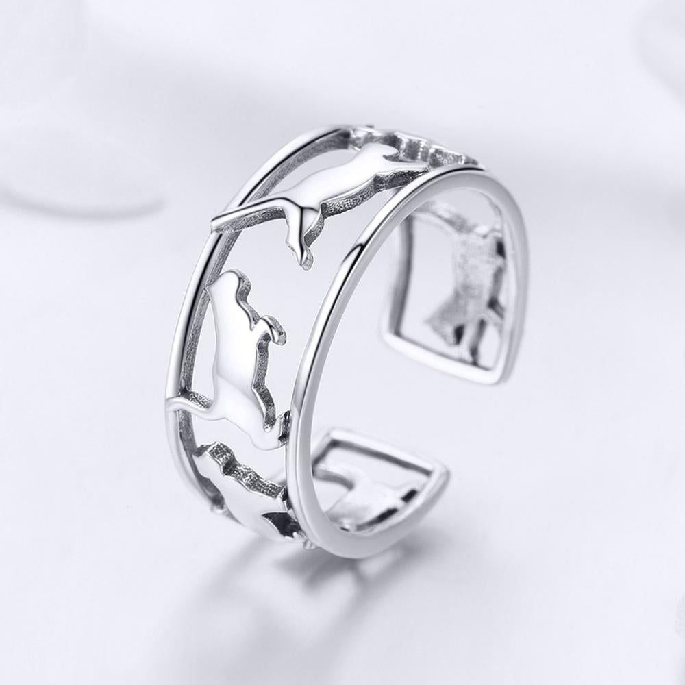 Sterling Silver Cat Adjustable Hypoallergenic Ring