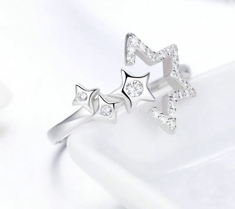 Sterling Silver Starry Adjustable Hypoallergenic Ring