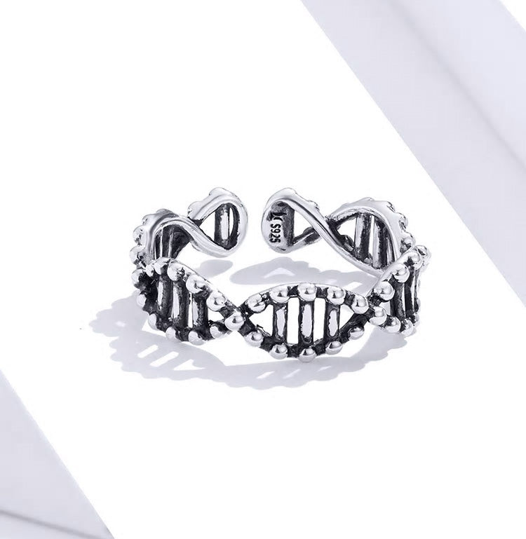 Sterling Silver DNA Adjustable Hypoallergenic Ring