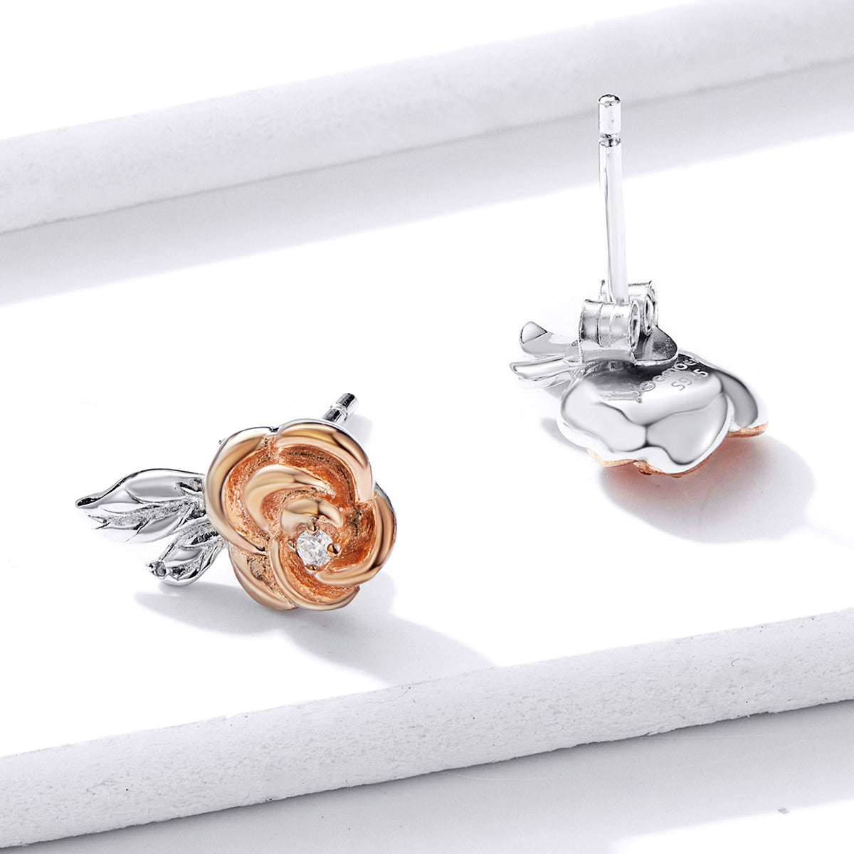 Sterling Silver Vivid Rose Stud Hypoallergenic Earrings