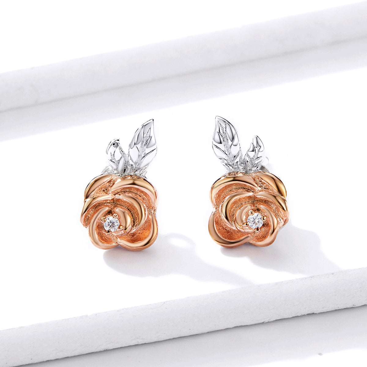 Sterling Silver Vivid Rose Stud Hypoallergenic Earrings