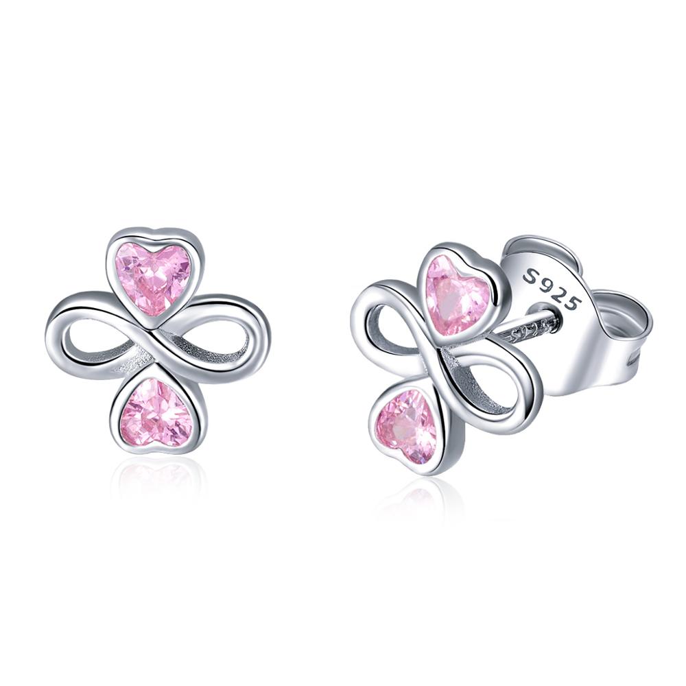 Sterling Silver Luck In Infinite Love Stud Hypoallergenic Earrings