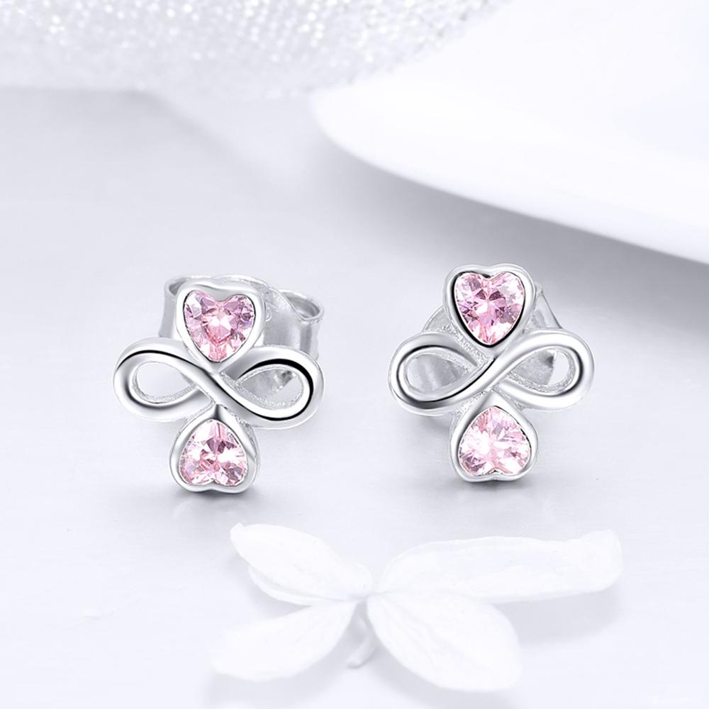 Sterling Silver Luck In Infinite Love Stud Hypoallergenic Earrings