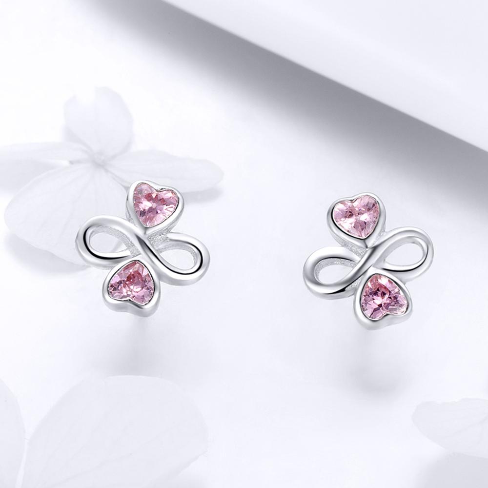 Sterling Silver Luck In Infinite Love Stud Hypoallergenic Earrings