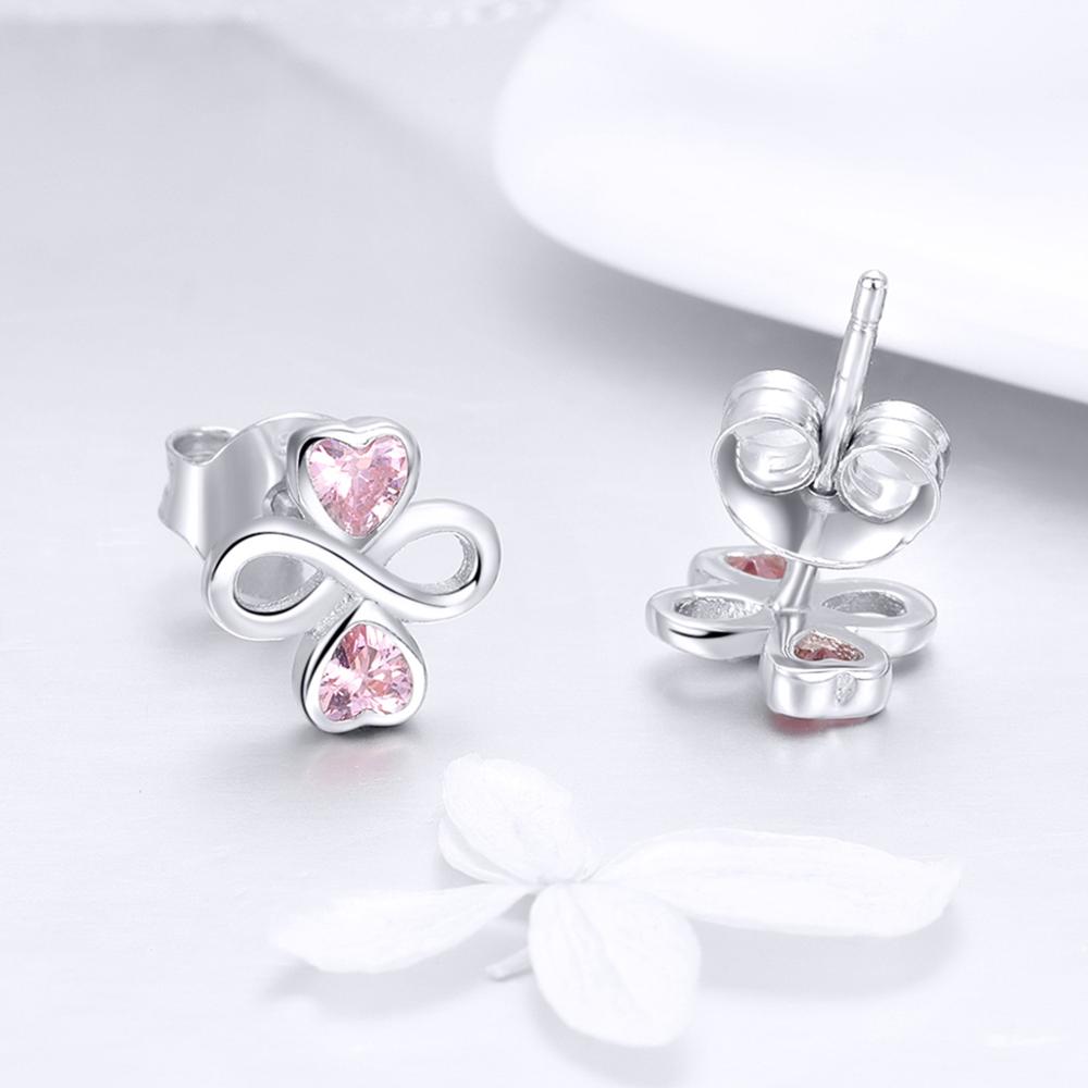 Sterling Silver Luck In Infinite Love Stud Hypoallergenic Earrings