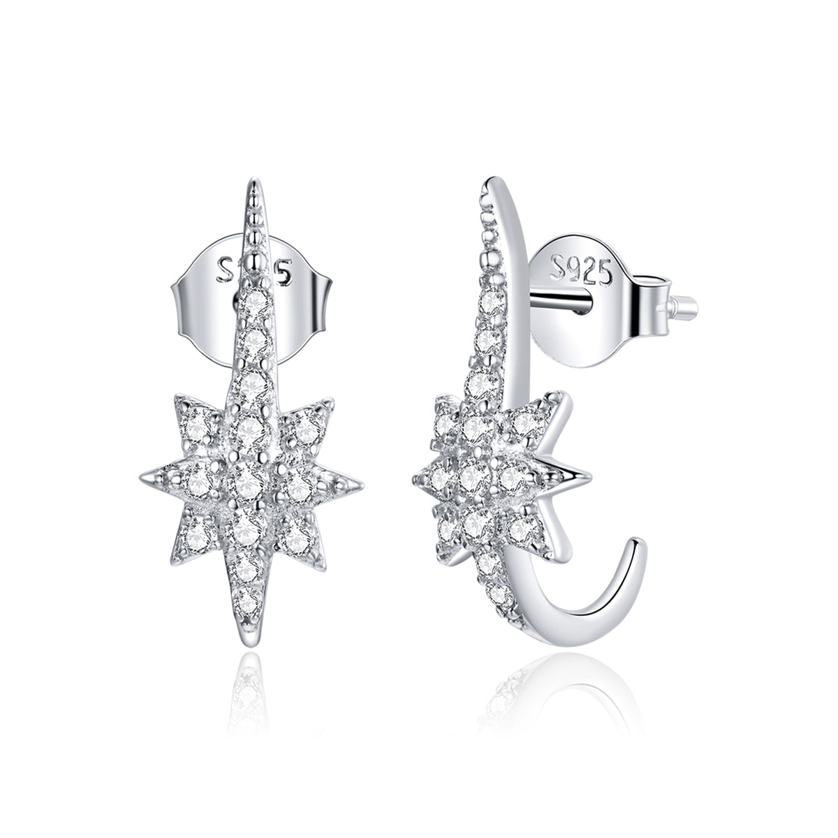 Sterling Silver Shining Star Stud Hypoallergenic Earrings