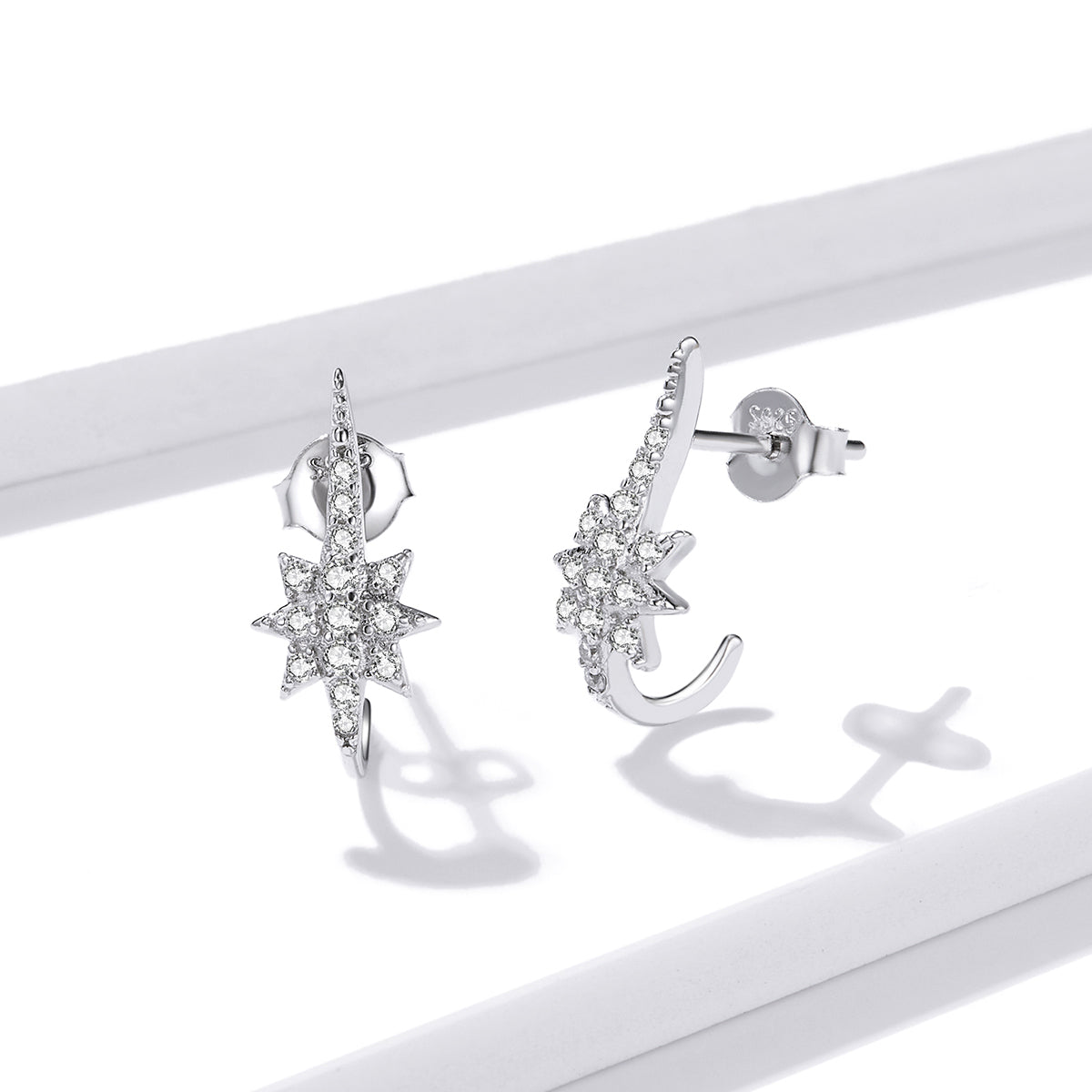 Sterling Silver Shining Star Stud Hypoallergenic Earrings