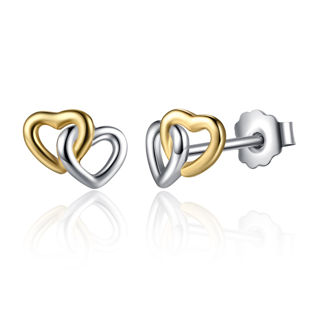 Sterling Silver Heart To Heart Hypoallergenic Stud Earrings