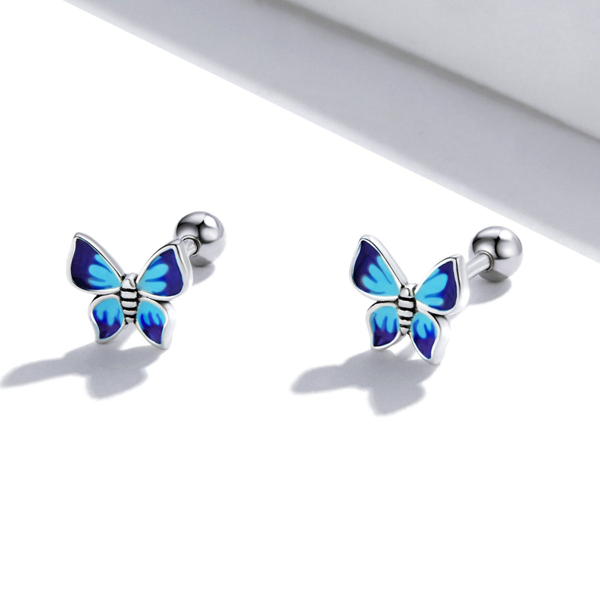 Sterling Silver Celestial Butterfly Screw Stud Hypoallergenic Earrings