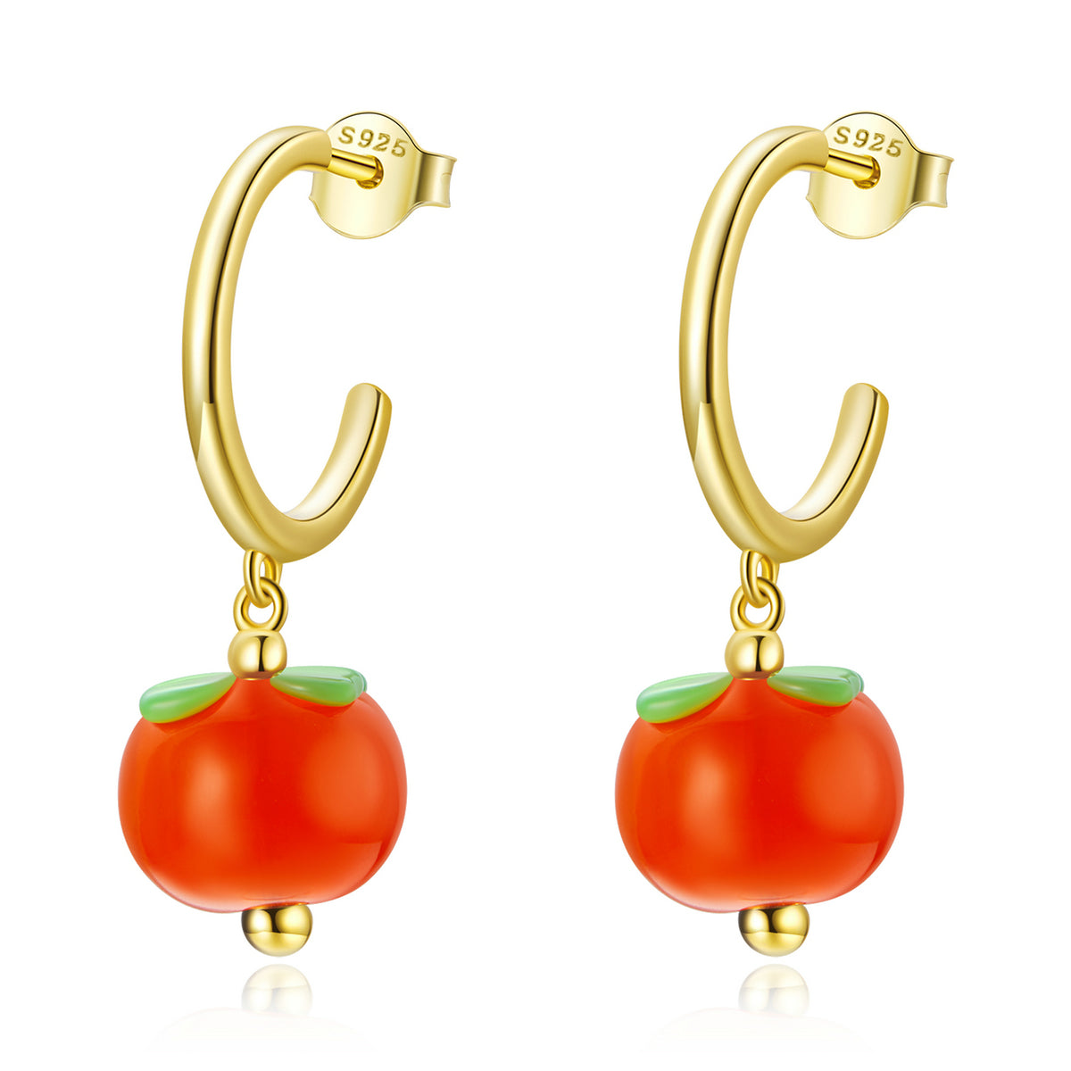 Sterling Silver Tomato Drop Stud Hypoallergenic Earrings