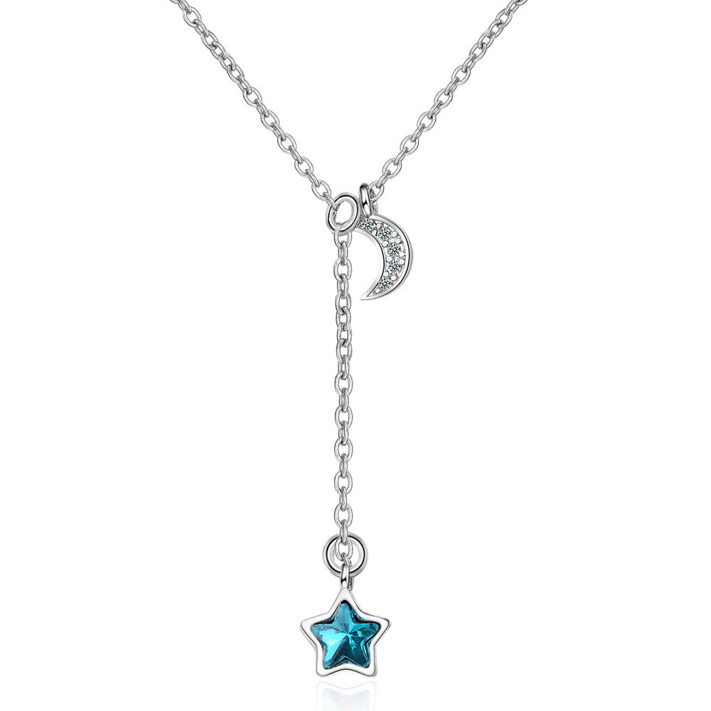 Sterling Silver Star & Moon Hypoallergenic Necklace