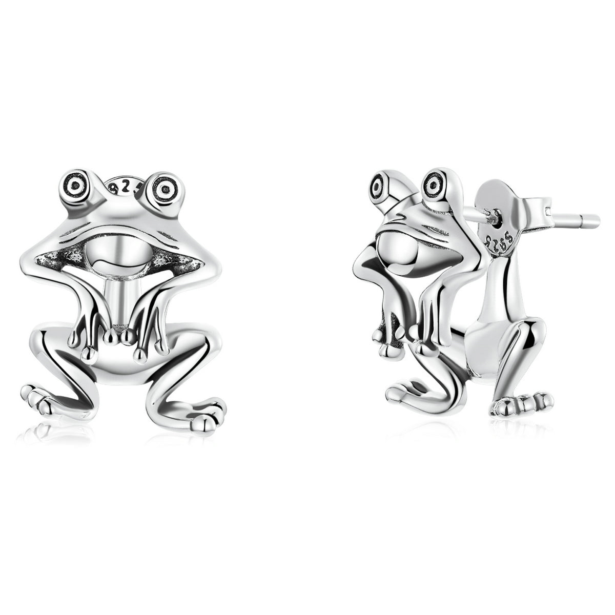 Sterling Silver Frog Stud Hypoallergenic Earrings