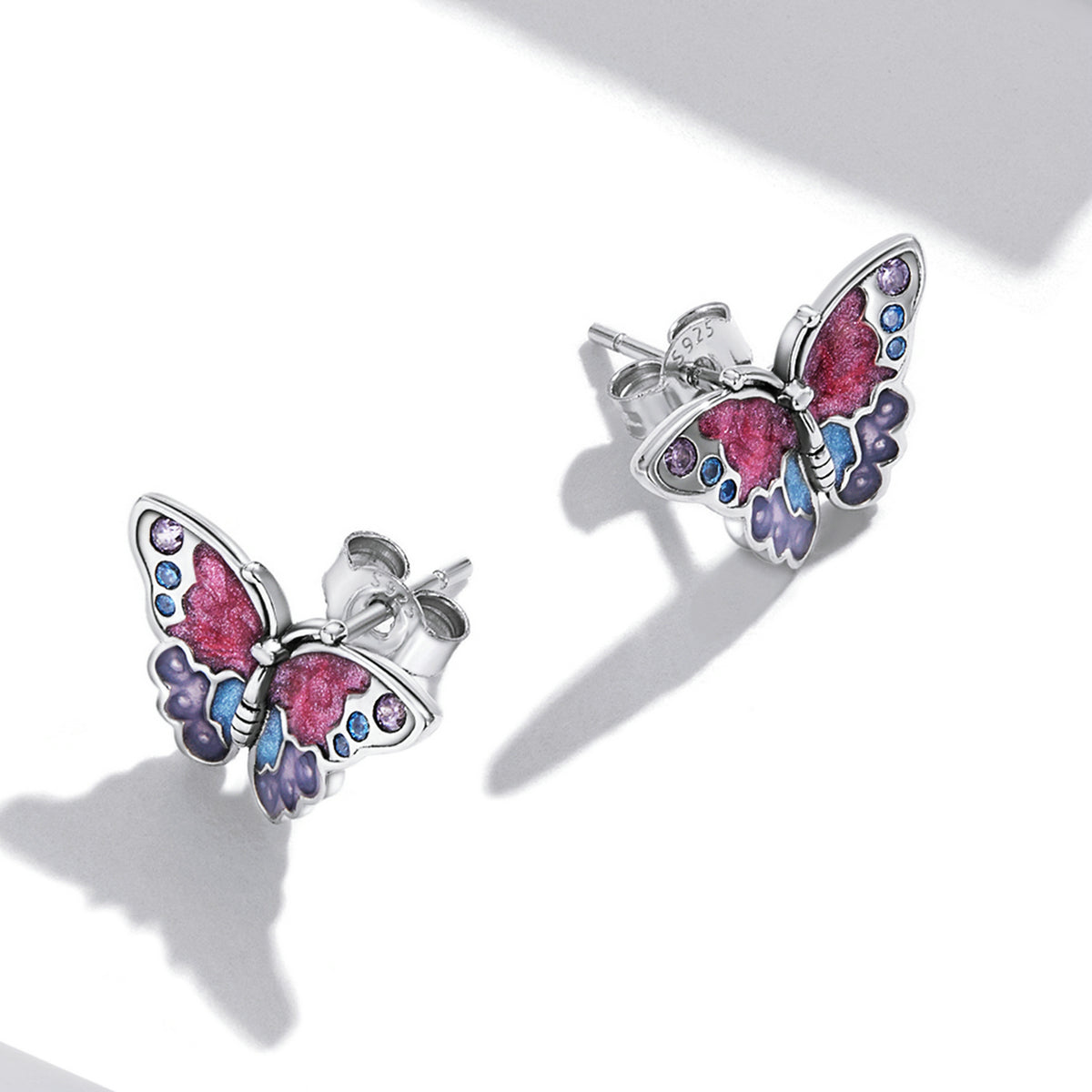 Sterling Silver Mystic Butterfly Stud Hypoallergenic Earrings
