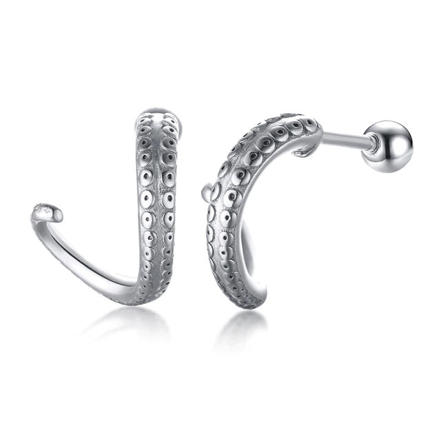 Stainless Steel Octopus Tentacle Screw Stud Earrings