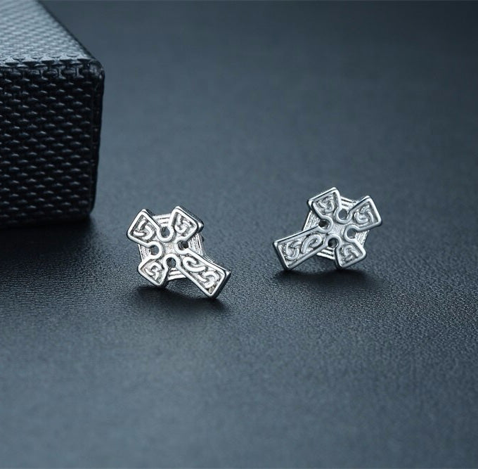 Stainless Steel Celtic Cross Stud Earrings