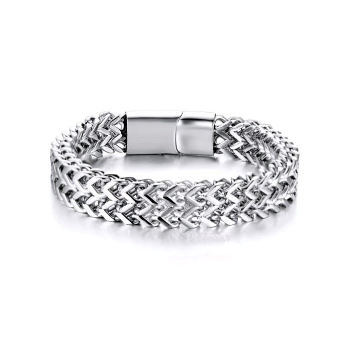 0.8cm Stainless Steel Double Row Foxtail Wheat Chain Bracelet
