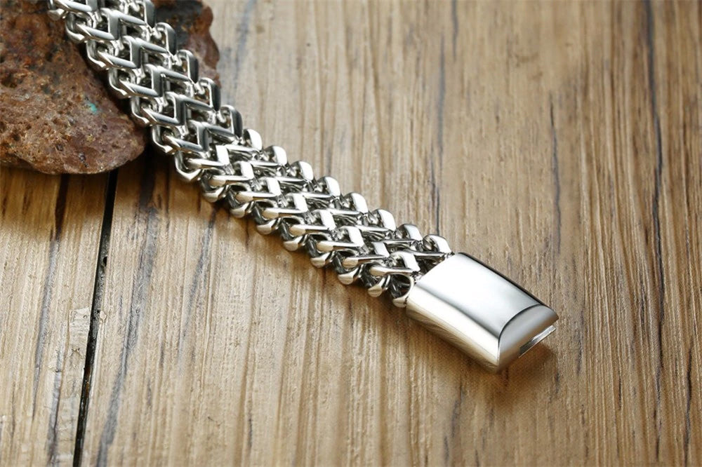 0.8cm Stainless Steel Double Row Foxtail Wheat Chain Bracelet