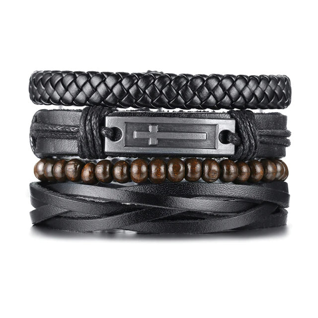 Leather Cross Multilayer Bracelet