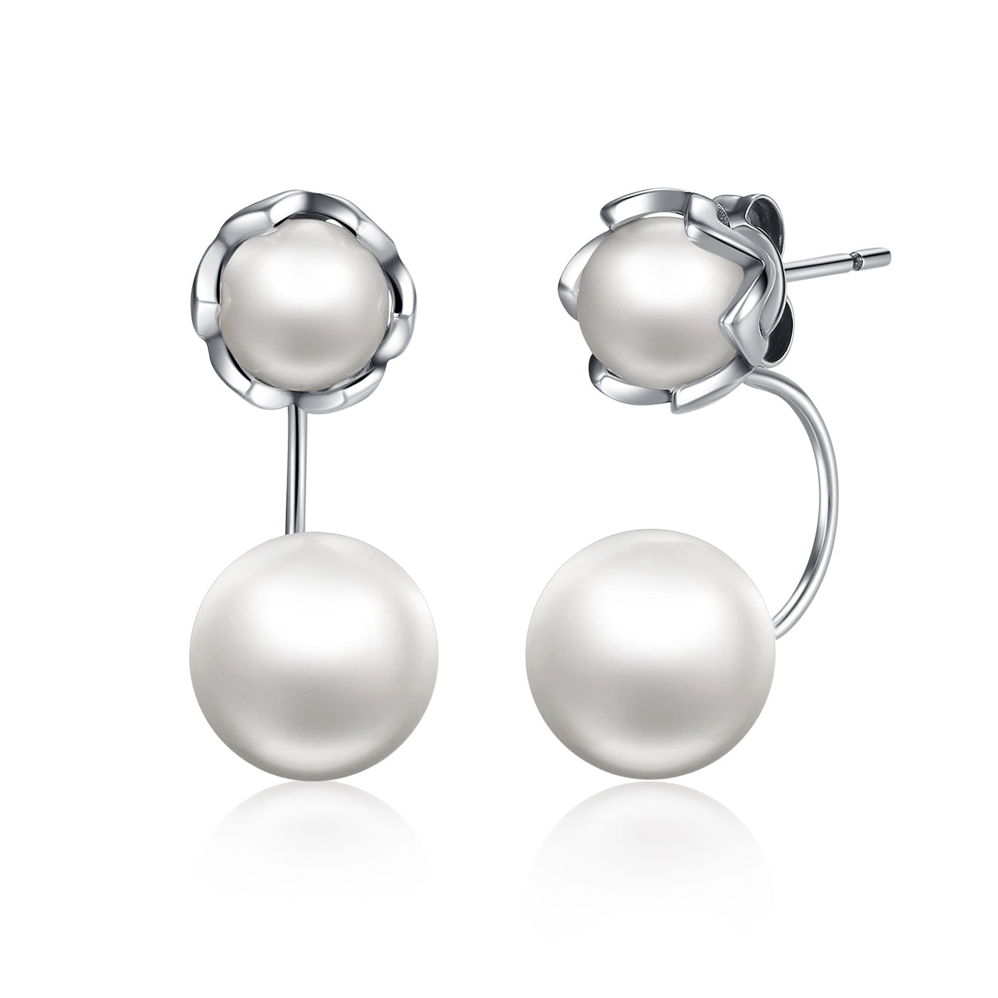 Sterling Silver Double Pearl Stud Hypoallergenic Earrings