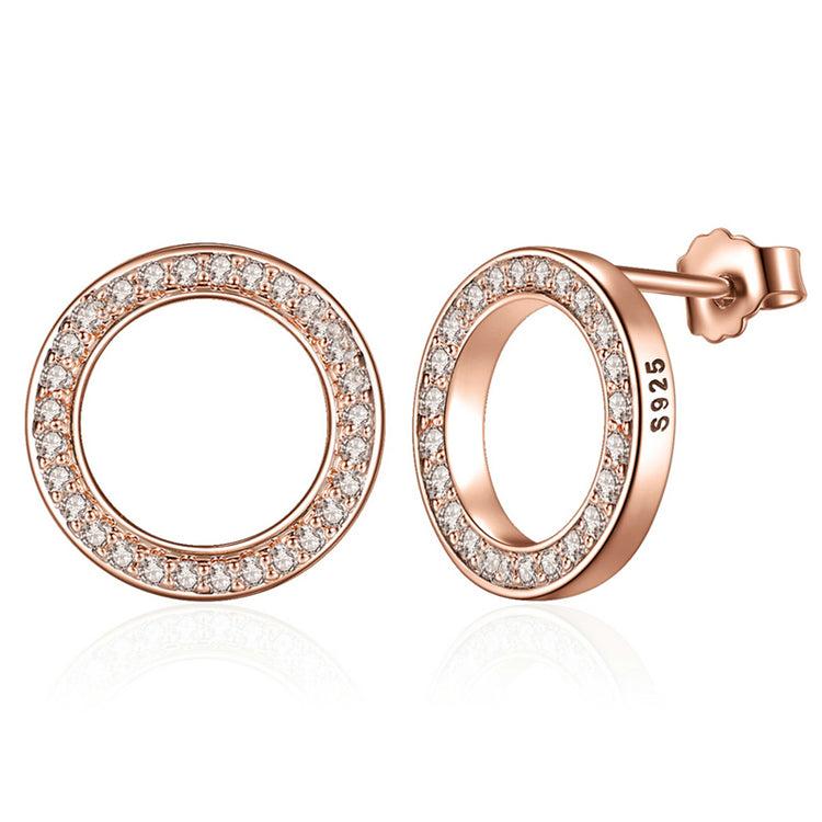 Sterling Silver Glowing Circle Stud Hypoallergenic Earrings