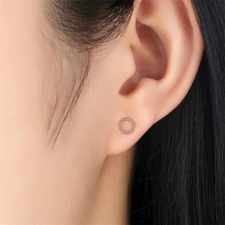 Sterling Silver Glowing Circle Stud Hypoallergenic Earrings